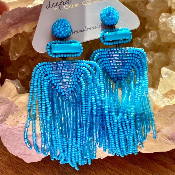 NWT Deepa Gurnani Beaded Fringe Chandeliers - Picture 10 of 12
